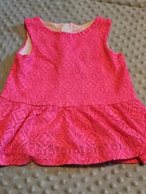 Girls OshKosh Pink Lace Peplum Tank Top Size 4t
